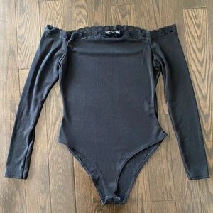 Nasty Gal bodysuit, off shoulder black lace